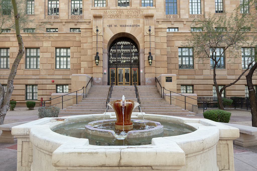 Entrance to the Maricopa County Courthouse in downtown Phoenix, Arizona.